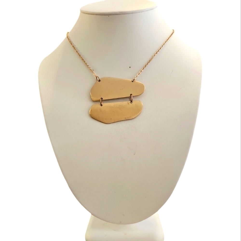 Double irregular rectangle pendant necklace